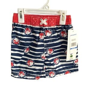🌼 NWT Boys Wippette Red and Blue Striped Swim Shorts Size 24 months
